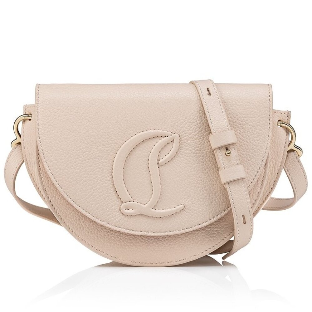 Christian Louboutin Blush Pink Pebbled Leather Crossbody Saddle Bag